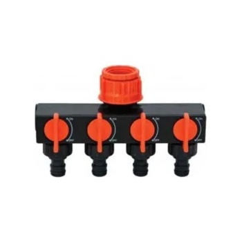 HERLY Разклонител за бърза връзка 1/2"м- (3/4"-1")ж 4-посочен със stop (29468V)