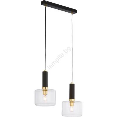 JUPITER 1847 - VA2 - Полилей на въже VANES 2xE27/60W/230V месинг/черна (10701847)