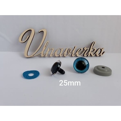 Oči s pojistkou glitrové 25mm modrá