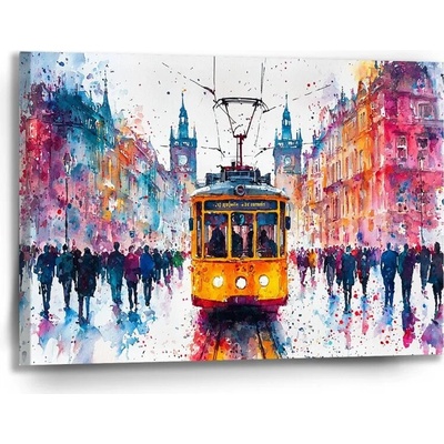 Sablio Obraz Žltá električka Paint - 90x60 cm