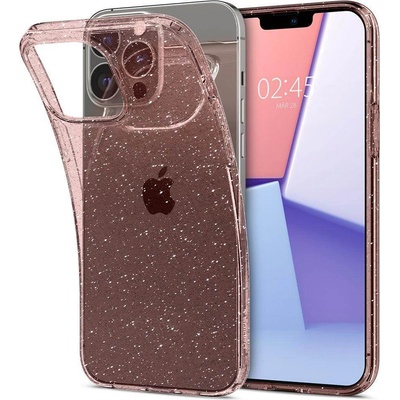 Spigen Liquid Crystal Glitter Case - тънък силиконов (TPU) калъф за iPhone 13 Pro Max (розов)
