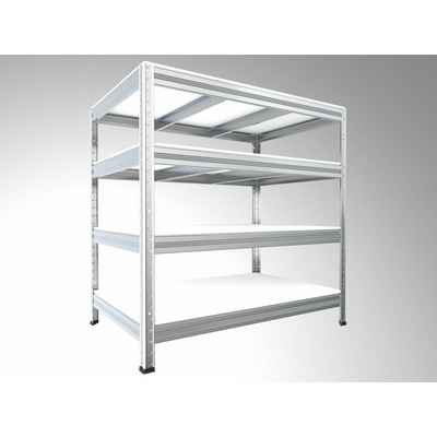Biedrax Regál do technickej miestnosti 60 x 120 x 90 cm, pozink, 4 police biele lamino 12mm, 200 kg na policu