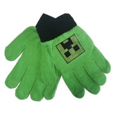 Mojang official product Detské zimné päťprsté pletené rukavice Minecraft zelené