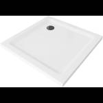 Mexen Flat квадратно тънко душово корито 90 x 90 см, бяло, черен сифон - 40109090B (40109090B)