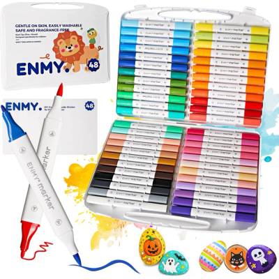 žiadna značka AKRYLOVÉ POPISOVAČE 48 FARIEB, OBOJSTRANNÉ, VODOODOLNÉ, NA KERAMIKU, SKLO, DIY