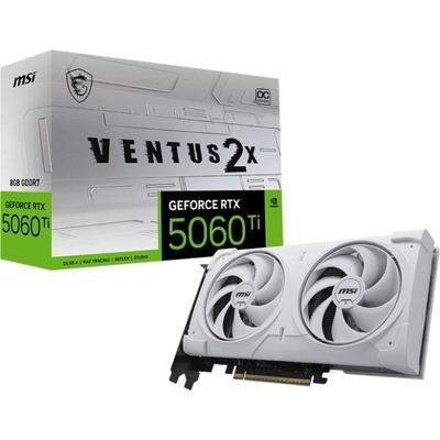 Видео карта Nvidia GF RTX 5060 Ti, 8GB, MSI VENTUS 2X WHITE PLUS, OC, PCI-E 5.0, GDDR7, 128-bit, DisplayPort, HDMI (G506T8V2CWP)