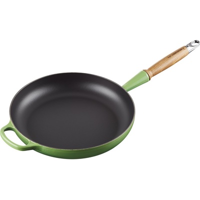 Le Creuset panvica okrúhla s drevenou rúčkou modrozelená 28 cm
