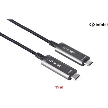 Infobit USB-C 3.1 Gen 2 кабел през оптично влакно, Type C към C, 10Gbps, Infobit, само за ДАННИ, 15m (AOC-USB31-CCD-15)
