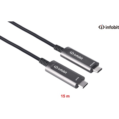 Infobit USB-C 3.1 Gen 2 кабел през оптично влакно, Type C към C, 10Gbps, Infobit, само за ДАННИ, 15m (AOC-USB31-CCD-15)