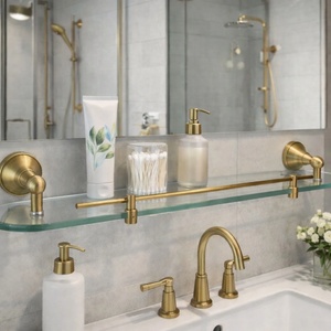 Sanitary ware Стъклена полица за баня Париж за стена - бронз, ретро стил