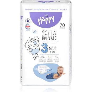 Bella Soft&Delicate Size 3 Midi еднократни пелени 5-9 kg 70 бр