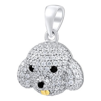 SILVEGO Strieborný prívesok pes Bady s čírymi Brilliance Zirconia MW14110P