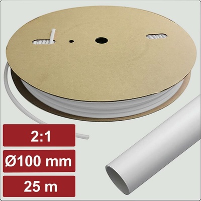 Electronic Garage EG25CA042 zmršťovacia bužírka bez lepidla biela 100 mm 50 mm Pomer zmrštenia:2:1 25 m