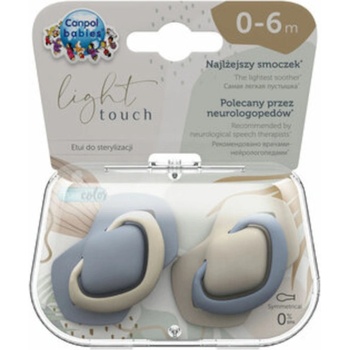 Canpol babies Силиконови залъгалки със симетрична форма Canpol - Pure Color, 0-6 месеца, 2 броя, Сини (22/655_blu)
