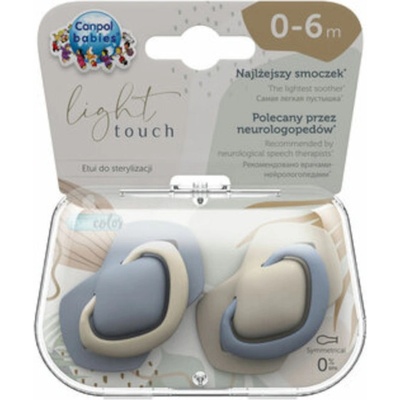 Canpol babies Силиконови залъгалки със симетрична форма Canpol - Pure Color, 0-6 месеца, 2 броя, Сини (22/655_blu)