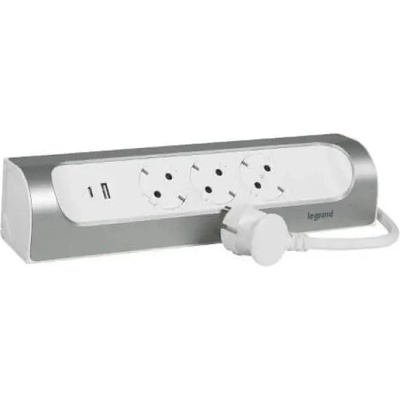 Legrand РАЗКЛОНИТЕЛЕН ЪГЪЛ 3х ШУКО+usb a+c КАБЕЛ 1м legrand - БЯЛ/АЛУМИНИЙ (3414971944268)