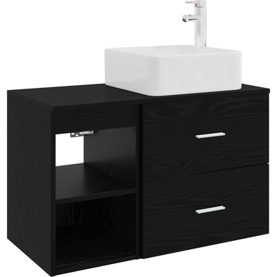 vidaXL Комплект мебели за баня 2 pcs Черен дъб Инженерна дървесина (3403897)
