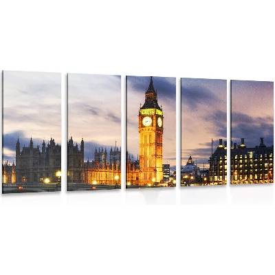 5-dílný obraz noční Big Ben v Londýně - 200x100