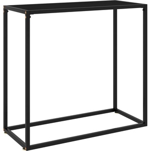 vidaXL Конзолна маса, черна, 80x35x75 cм, закалено стъкло (322808)