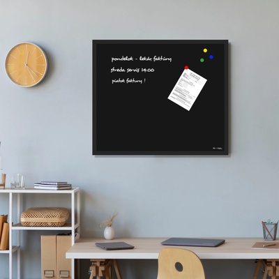 Toptabule.sk MTDRCOL5 Čierna magnetická tabuľa v čiernom drevenom ráme 60x40cm