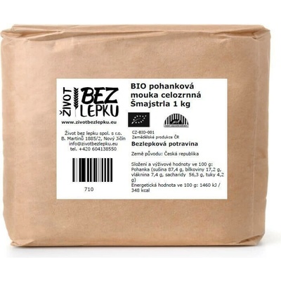 Život bez lepku BIO pohánková múka celozrnná Šmajstrla 1 kg