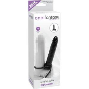 Pipedream Analfantasy Double Trouble - страпон анален дилдо (черен)