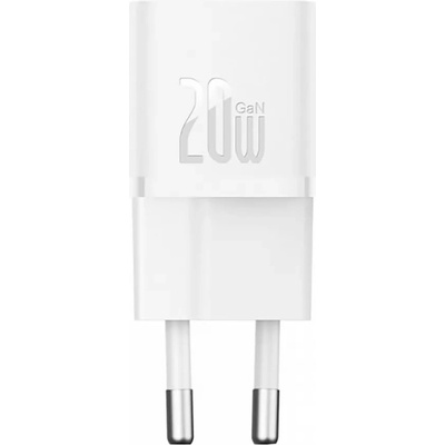 Baseus Мрежово зарядно устройство Baseus GaN5S Fast Charger 1C, 20W, 1 x Type-C F, Бял - 40407 (40407)