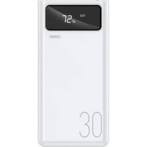 REMAX Външна батерия Remax Mengine Power Bank, 4 x USB, 30000 mAh, 2, 1A, Бяла (REM-30000-W)
