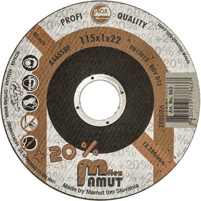 Mamut Profi Kotúč rezný 115 x 2,0 x 22,23 mm A46S5BF 86320