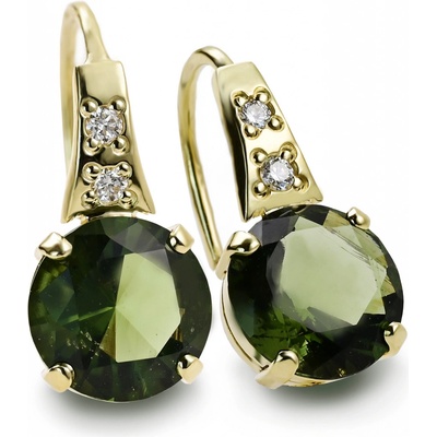 Stuchlík zlaté vltavínové náušnice 023931