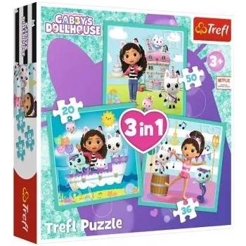 Trefl Trefl: Къщичка за кукли на Габи 3 в 1 пъзел - 20, 36, 50 части
