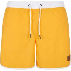 Urban Classics Бански гащета Urban classics Retro swimming shorts - Yellow (White / Magic Mango)