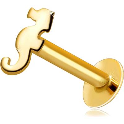 Šperky eshop piercing do rtu a brady ze žlutého zlata motiv mořského koníka S2GG206.68