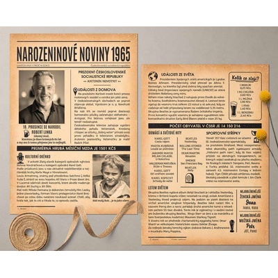 Narozeninové noviny 1965 – dvoustranné nebo jednostranné – Zboží Dáma