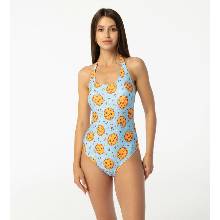 Aloha From Deer Cookies Make Me Happy Open Back Swimsuit SSOB AFD671 Blue