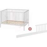 Petite&Mars - Детско креватче + защитна странична решетка NELA BEECH 120x60 cm бяло/бук (AG1161)