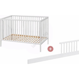 Petite&Mars - Детско креватче + защитна странична решетка NELA BEECH 120x60 cm бяло/бук (AG1161)