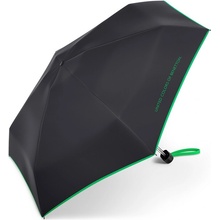 Benetton Ultra Mini Flat deštník skládací černý se zeleným lemem