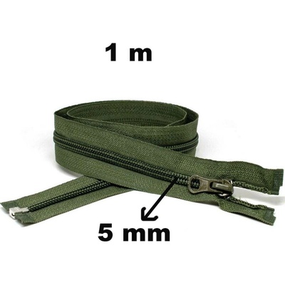 Zip spirálový Dělitelný Khaki 5 mm délka 100 cm