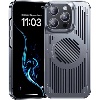 Benks Поликарбонатов кейс с охлаждащ ефект и MagSafe за iPhone 16 Pro - Benks MagClap Biliz Cooling Case (сив) (0065)
