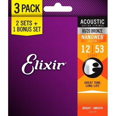 Elixir Nanoweb 80/20 Bronze Light 3-Pack