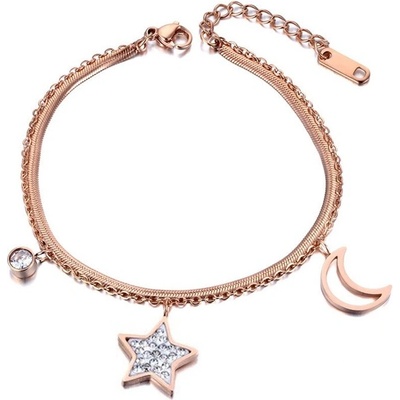 Victoria Filippi Stainless Steel ocelový dvojitý se zirkony Ella Gold měsíc hvězda NRB19019-1/14 Zlatá