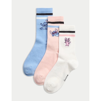 Marks & Spencer Чорапи Lilo & Stitch с висок процент памук, комплект 3 чифта (6 малки - 7 големи) Marks & Spencer в многоцветно Marks & Spencer | Mnogotsveten | Момичешки | 4-7