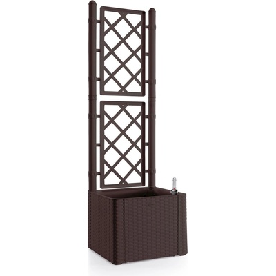 STEFANPLAST Samozavlažovací kvetináč NATURAL DELUXE 43x43x142cm moka, s mriežkou