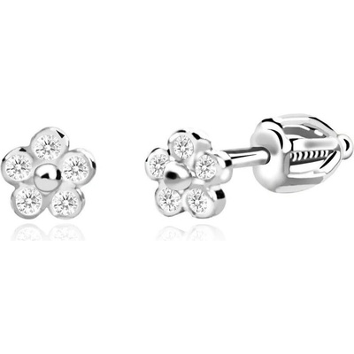 Duppi dětské náušnice s diamantmi z bieleho zlata kvetinky briliant zapínanie balónik DU 70549D