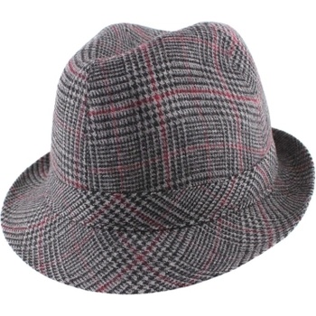 Мъжка зимна шапка Fedora HatYou CP0921, Пепит в сиво и бордо
