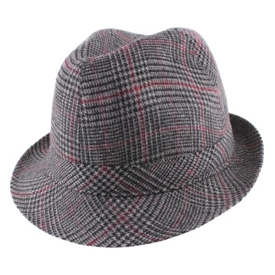 Мъжка зимна шапка Fedora HatYou CP0921, Пепит в сиво и бордо