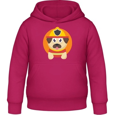 AWDis detská mikina s Kapucňu Pes hasič Zvodná ružová