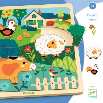 Djeco puzzle farm 15 ks