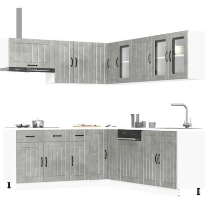 vidaXL Комплект кухненски шкафове от 11 части Lucca, инженерно дърво (3314925)